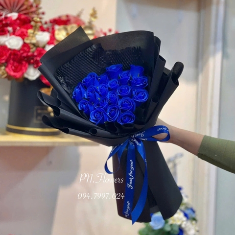 Bó hoa sáp 19 bông xanh dương (new)