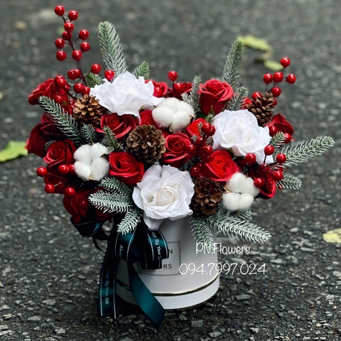 Chậu Hoa Sáp Noel 30 Bông Mix