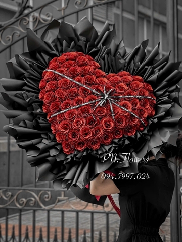 Bó 77 Bông Kim Tuyến Tim 3D Siêu To