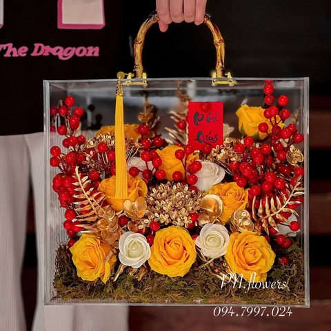 Vali Hoa Sáp Mix Đông Đào Tone Vàng