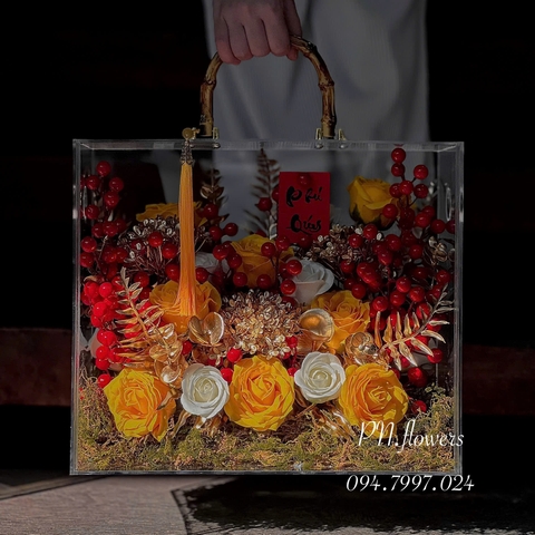 Vali Hoa Sáp Mix Đông Đào Tone Vàng