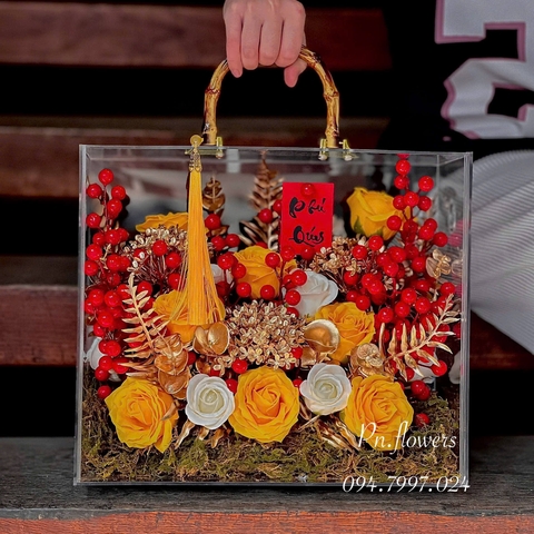 Vali Hoa Sáp Mix Đông Đào Tone Vàng