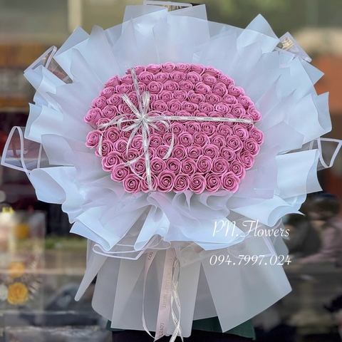 Hoa Hồng Sáp 99 Bông Đẹp Màu Nude - New