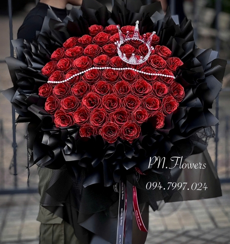 Hoa Sáp Kim Tuyến 55 Bông Đỏ + Vương Miện
