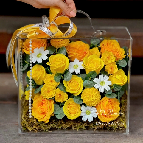 Vali Hoa Sáp Tone Vàng Size Nhỏ