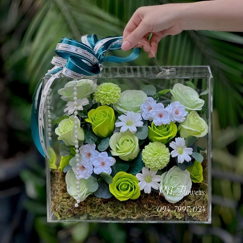  Vali Hoa Sáp Tone Xanh Lá Size Nhỏ