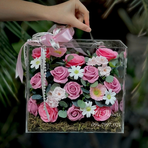 Vali Hoa Sáp Tone Hồng Size Nhỏ