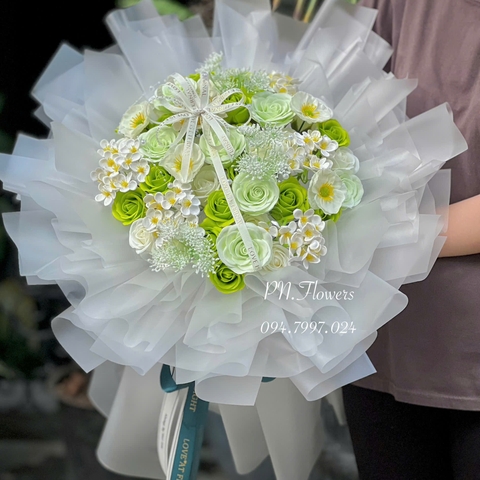 Bó Hoa Sáp 48 Bông Mix Tone Xanh Lá