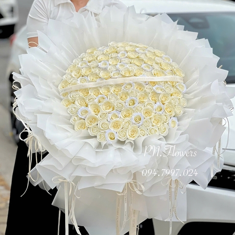 Bó Hoa Sáp Thơm 125 Bông Tone Kem Sang Trọng