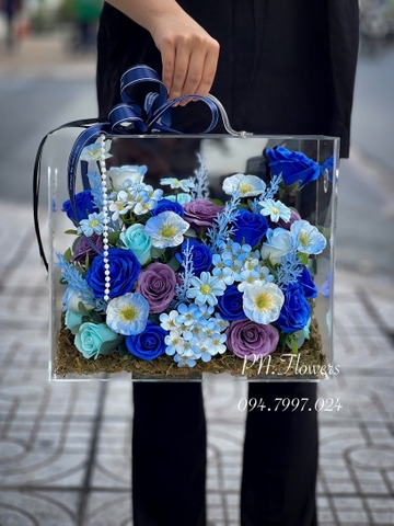 Vali Hoa Sáp Thơm Tone Xanh - Tím Than Size Lớn