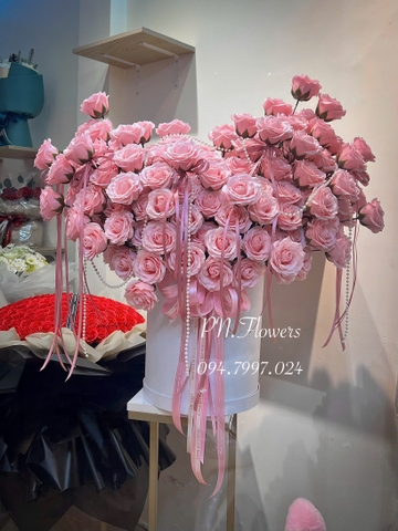 Chậu Hoa Sáp 7 Lớp Cao Cấp Tone Hồng Cam