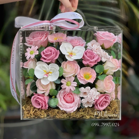 Vali Hoa Sáp Thơm Tone Hồng Nhạt Size Nhỏ