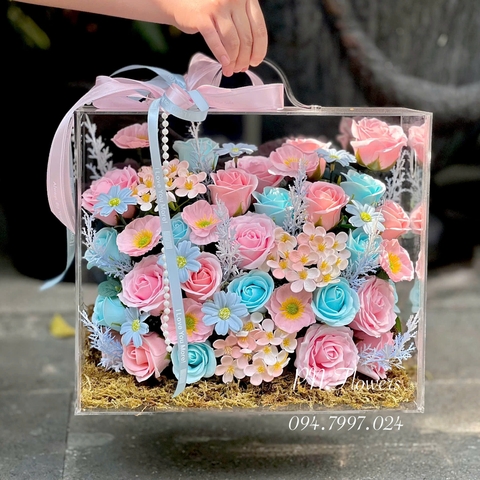 Vali Hoa Sáp Cao Cấp "Hồng Pastel" Size Lớn