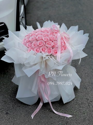 Bó 50 Bông 7 Lớp Phấn Nhạt