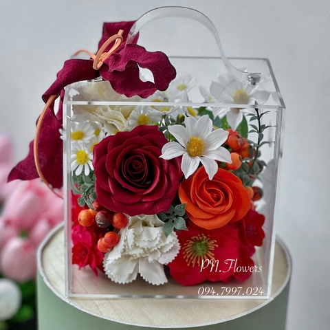 Vali Hoa Sáp Mini Tone Đỏ