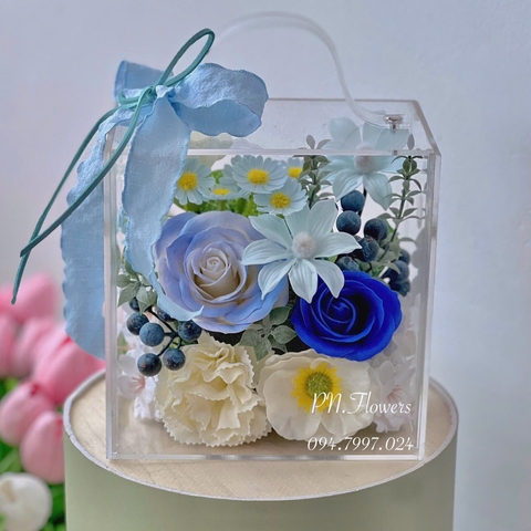 Vali Hoa Sáp Mini Tone Xanh Dương