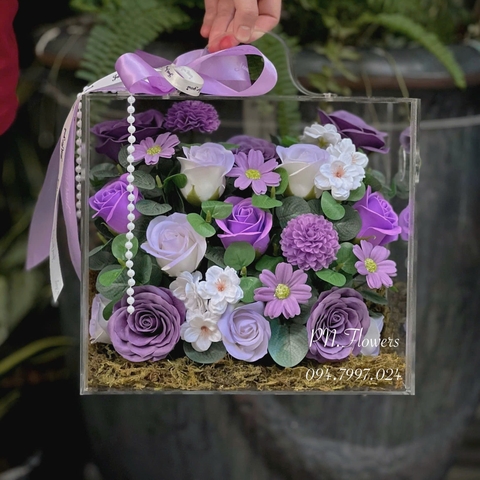 Vali Hoa Sáp Tone Tím Size Nhỏ