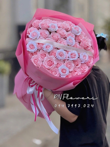 Bó 50 Bông Hoa Sáp Mix Hồng Manta