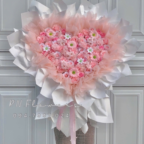 Bó Hoa Sáp 85 Bông Tone Hồng Mix Hoa Sáp Cao Cấp: