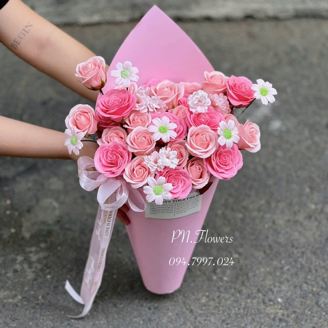 Bó Hoa Sáp Ốc Quế Tone Hồng