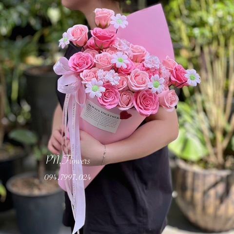 Bó Hoa Sáp Ốc Quế Tone Hồng