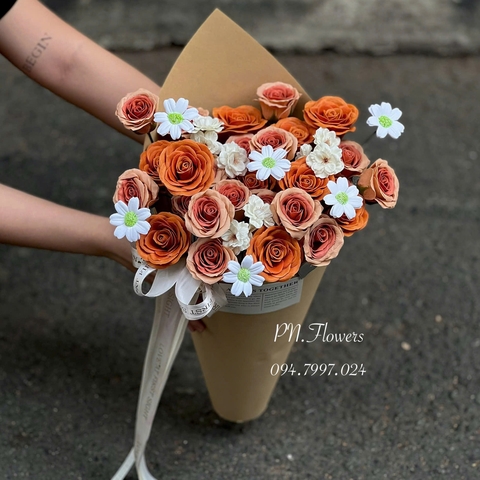 Bó Hoa Sáp Ốc Quế Tone Cam