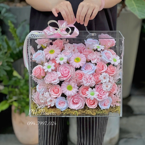 Vali Hoa Sáp Thơm Tone Hồng Cam Size Lớn