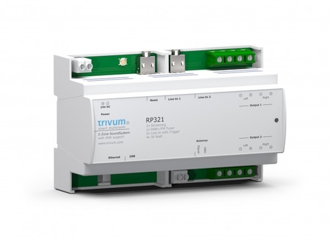 Bộ điều khiển âm thanh 2 vùng KNX gắn ray - Trivum