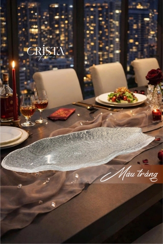 ĐĨA THỦY TINH VÂN LƯỚI BẦU DỤC DÀI 43 x 17CM CRISTA HOME T26011509
