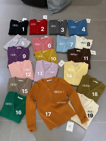 Áo len tăm cổ V cài cúc nhà Limon C25103014