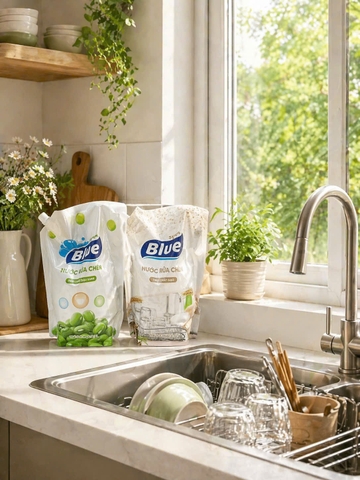 1 set Nước rửa chén Blue tinh chất gạo và đậu xanh C26042503