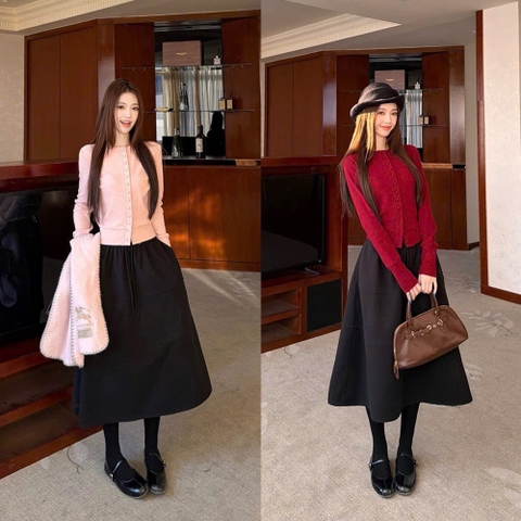 ÁO LEN KUMIKUMI - CHÂN VÁY ĐEN H26012101