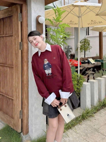 ÁO NỈ GẤU BURGUNDY H25110505