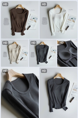 Áo dài tay kèm bra cổ tròn T26102302
