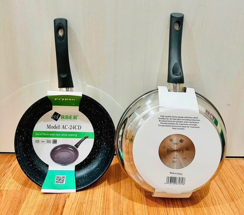 Chảo inox chống dính vân đá lòng sâu 3 đáy ARBER CN26080935