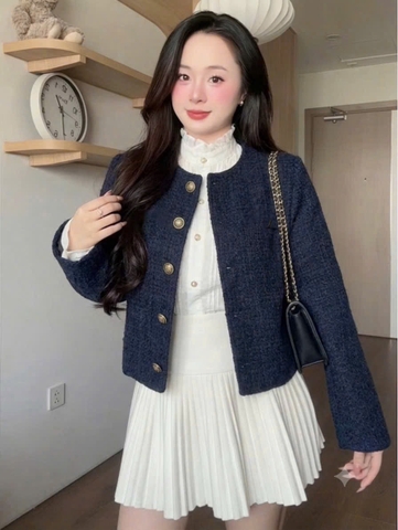 Áo dạ tweed tím than có lót T26080952