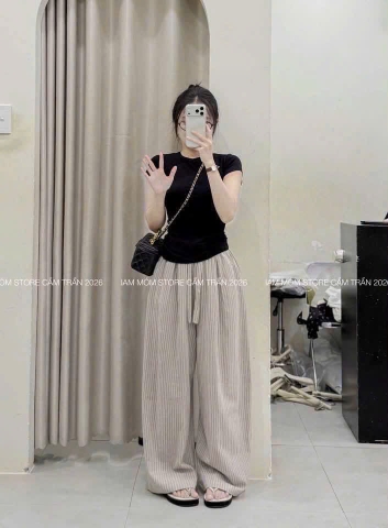 QUẦN ỐNG RỘNG GÂN SỌC TQ26071653