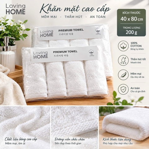 SET 4 CÁI KHĂN HÀN TRẮNG 40x80CM CL26102432