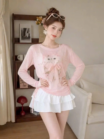 Áo mèo hồng thu đông C26071306