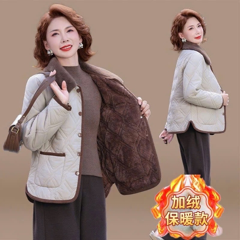 Áo phao chần trám lót full lông cho mẹ và bà H25120902