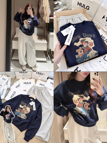 Bộ nỉ  phối áo xanh navy cùng quần ghi sáng TQ26101651