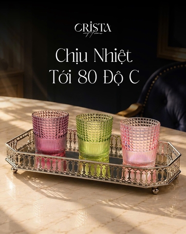 BỘ 6 CỐC THỦY TINH VÂN HẠT SƯƠNG MAI 280ML CRISTA HOME, 60301