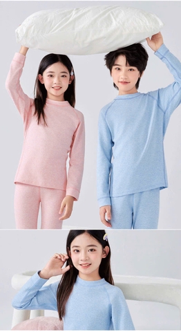 Bộ giữ nhiệt cotton kháng khuẩn 10A màu trơn cho bé C25112807