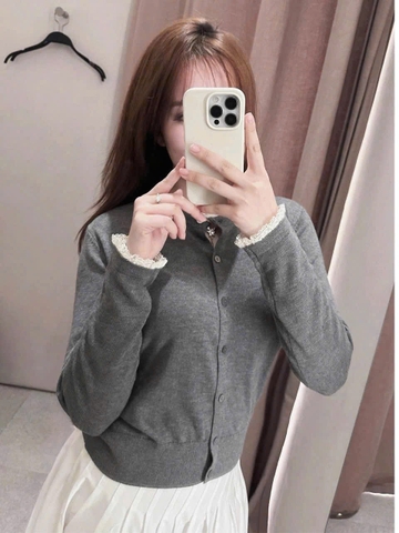 LEN ZR DỆT DÀI TAY XÁM VIỀN REN H25110610