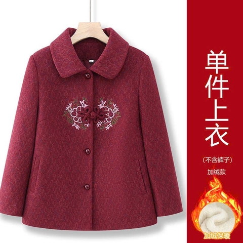 ÁO KHOÁC DẠ lót lông thêu hoa trung niên M24121203