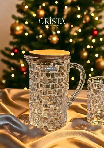 BÌNH THỦY TINH VÂN CARO NẮP TRE CRISTA HOME H25121208