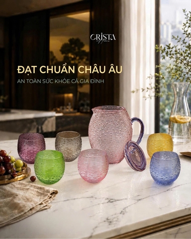 BÌNH THỦY TINH DÁNG BẦU VÂN NGANG 1.7L CRISTA HOME 60255