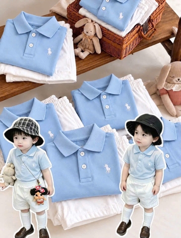 Set Polo xanh baby phối quần short trắng HQ26102240