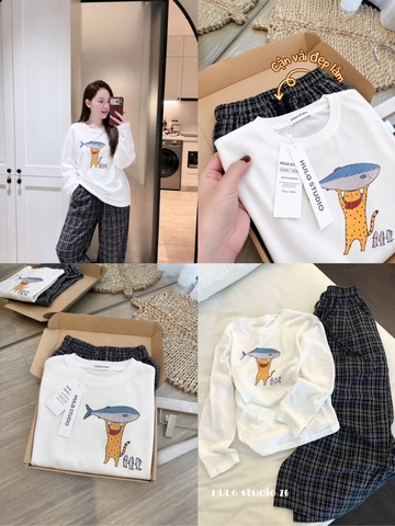 Set áo trắng quần kẻ TQ26092150