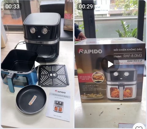 NỒI CHIÊN KHÔNG DẦU RAPIDO RAF 8.0M3 T26013003